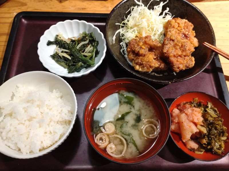 やまやのからあげ明太子風味定食