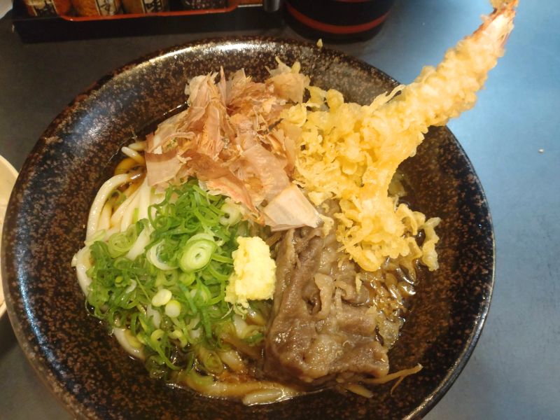 ぺこぺこうどん天ぷら肉うどん