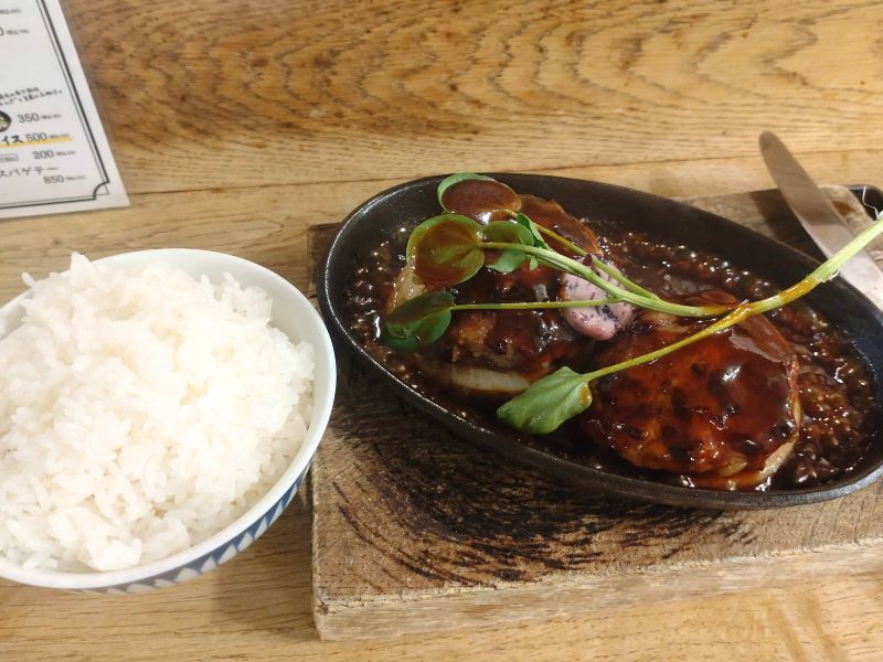 サル食堂のハンバーグとライス