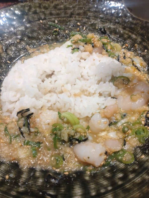 亀吉の冷和そばの追い飯ダイブ