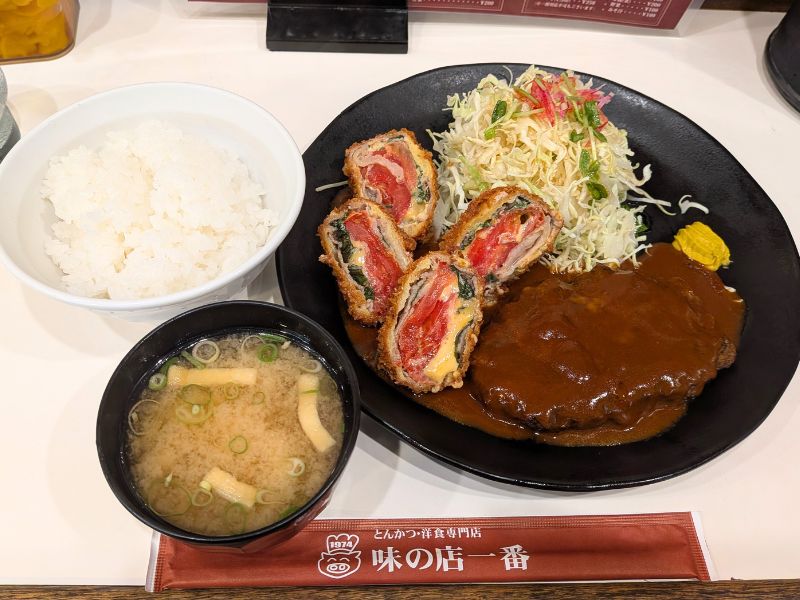 味の店一番ハンバーグとトマトチーズカツ